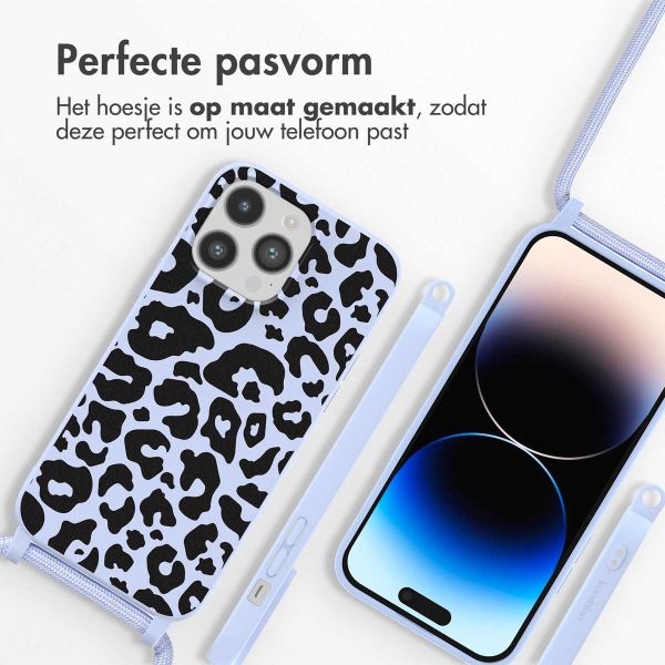 imoshion Siliconen design hoesje met koord iPhone 14 Pro - Animal Lila