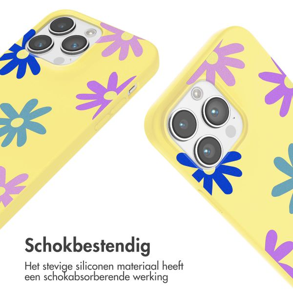 imoshion Siliconen design hoesje met koord iPhone 14 Pro - Yellow Flower Distance