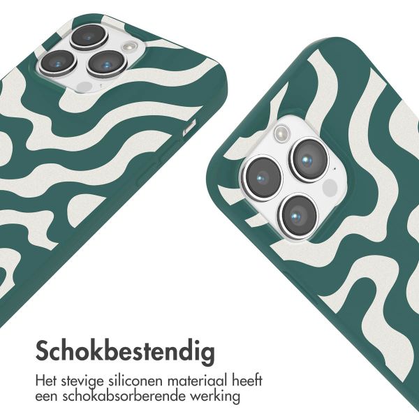 imoshion Siliconen design hoesje met koord iPhone 14 Pro Max - Petrol Green Groovy