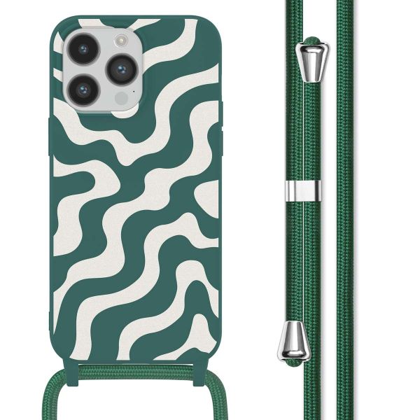 imoshion Siliconen design hoesje met koord iPhone 14 Pro Max - Petrol Green Groovy