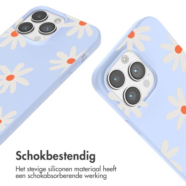 imoshion Siliconen design hoesje met koord iPhone 14 Pro Max - Lila Flower Distance