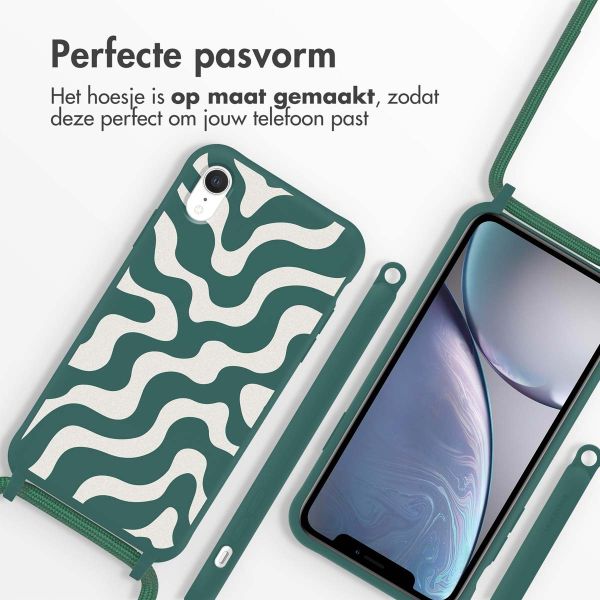 imoshion Siliconen design hoesje met koord iPhone Xr - Petrol Green Groovy