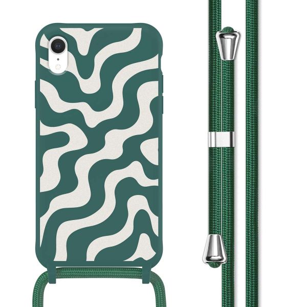 imoshion Siliconen design hoesje met koord iPhone Xr - Petrol Green Groovy