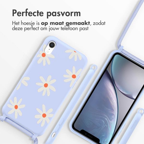 imoshion Siliconen design hoesje met koord iPhone Xr - Lila Flower Distance