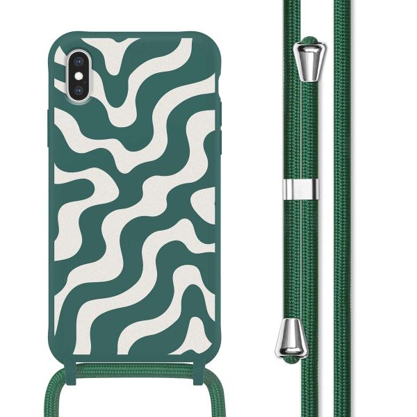 imoshion Siliconen design hoesje met koord iPhone X / Xs - Petrol Green Groovy