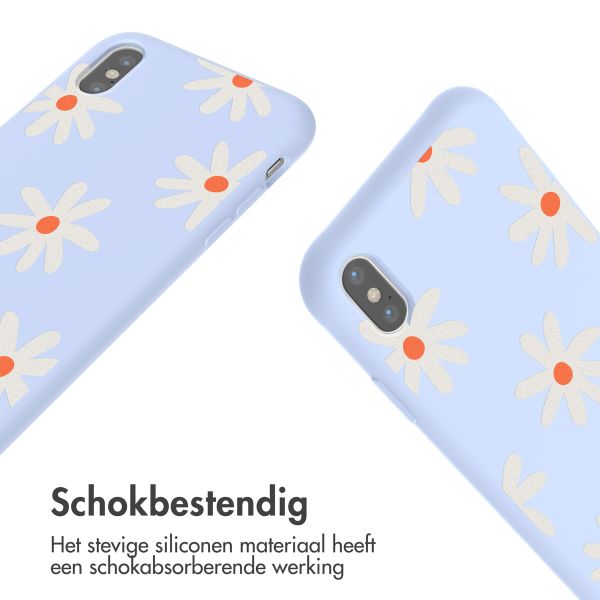 imoshion Siliconen design hoesje met koord iPhone X / Xs - Lila Flower Distance