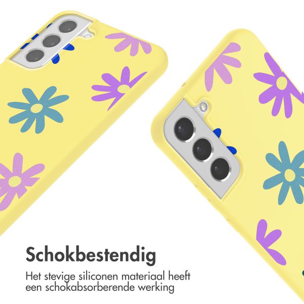 imoshion Siliconen design hoesje met koord Samsung Galaxy S22 - Yellow Flower Distance