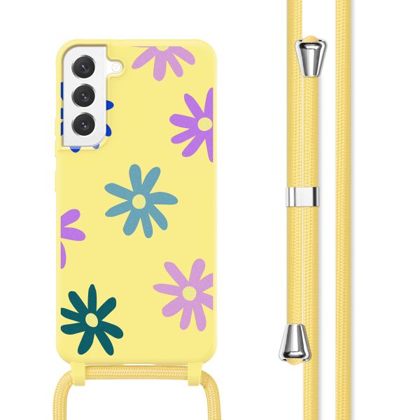 imoshion Siliconen design hoesje met koord Samsung Galaxy S22 - Yellow Flower Distance