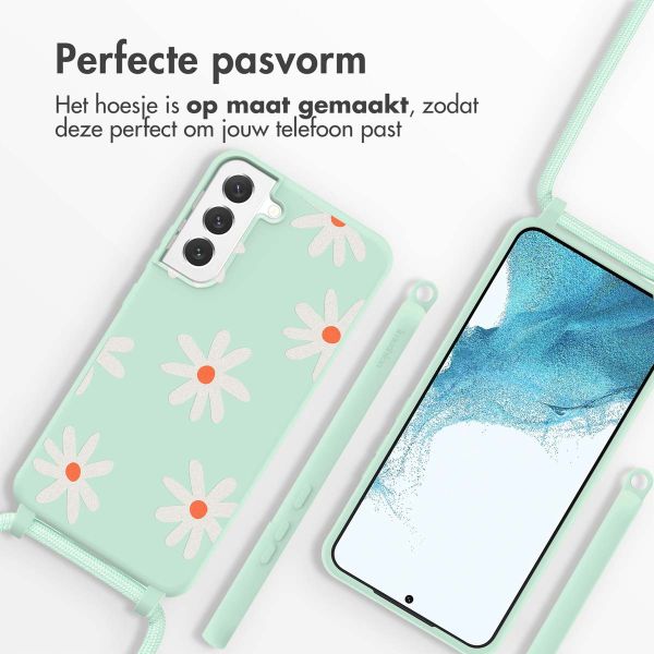 imoshion Siliconen design hoesje met koord Samsung Galaxy S22 - Green Flower Distance