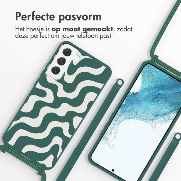 imoshion Siliconen design hoesje met koord Samsung Galaxy S22 Plus - Petrol Green Groovy