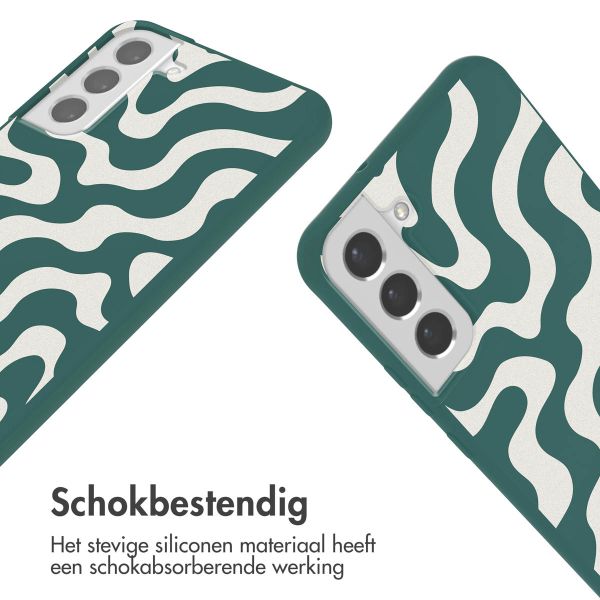 imoshion Siliconen design hoesje met koord Samsung Galaxy S22 Plus - Petrol Green Groovy