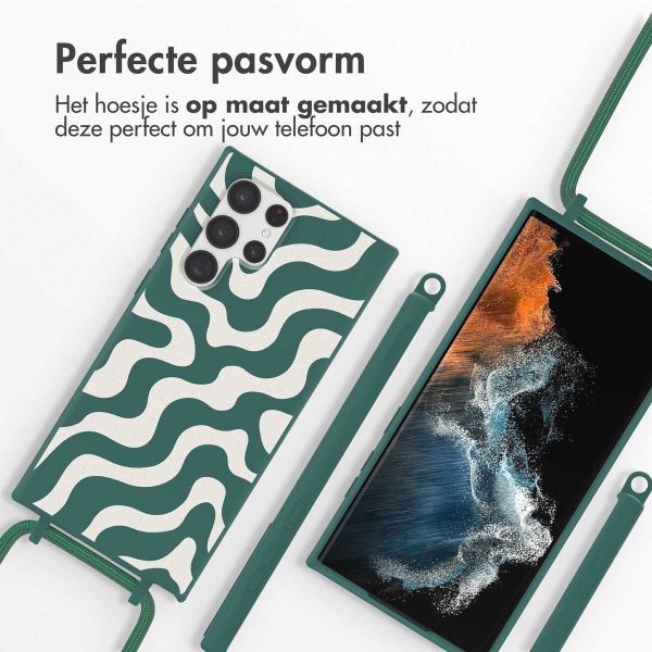 imoshion Siliconen design hoesje met koord Samsung Galaxy S22 Ultra - Petrol Green Groovy