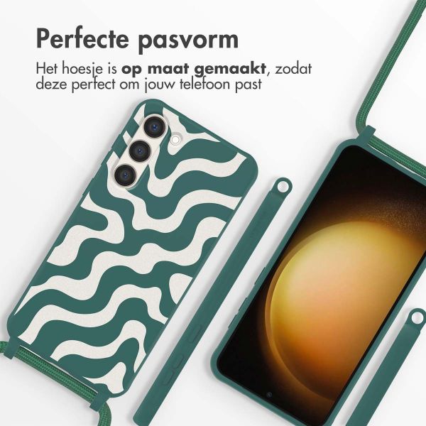 imoshion Siliconen design hoesje met koord Samsung Galaxy S23 - Petrol Green Groovy