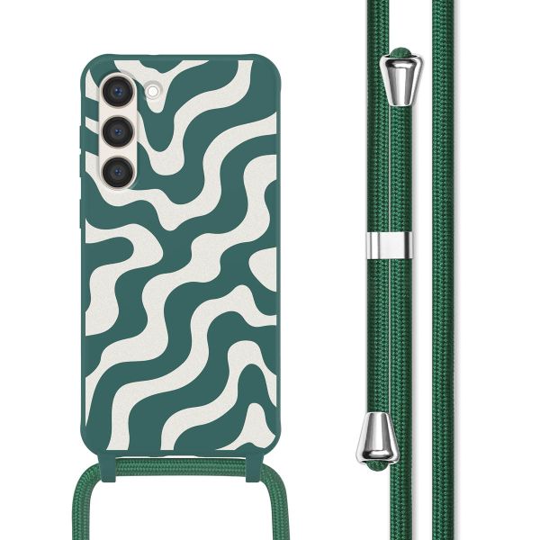 imoshion Siliconen design hoesje met koord Samsung Galaxy S23 - Petrol Green Groovy