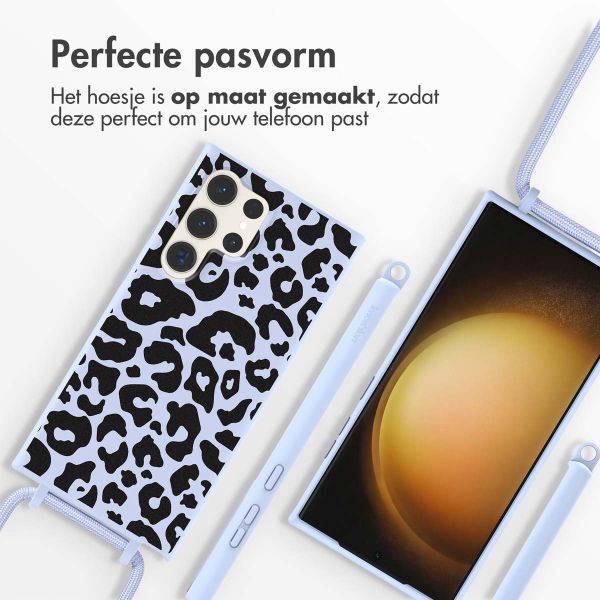 imoshion Siliconen design hoesje met koord Samsung Galaxy S23 Ultra - Animal Lila