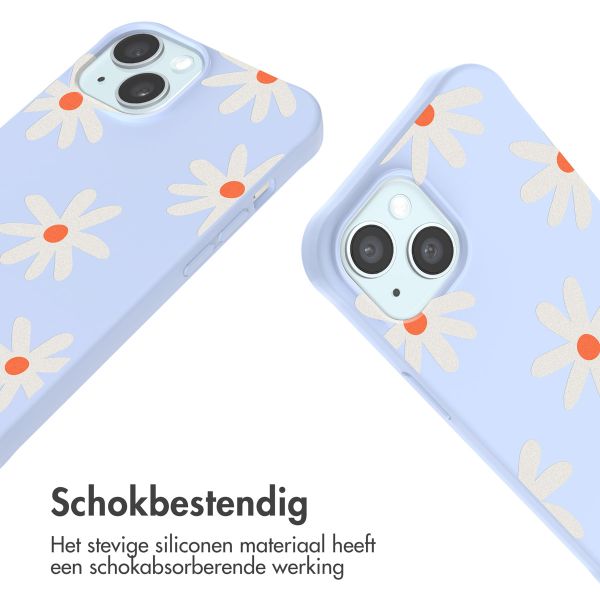 imoshion Siliconen design hoesje met koord iPhone 15 - Lila Flower Distance