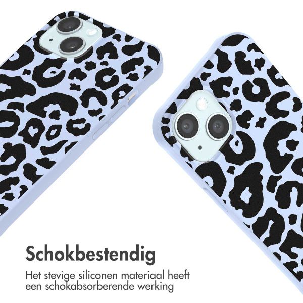 imoshion Siliconen design hoesje met koord iPhone 15 - Animal Lila