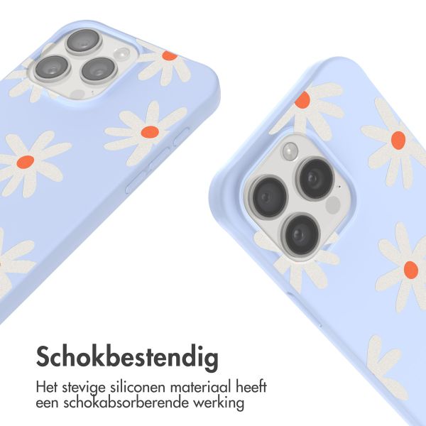 imoshion Siliconen design hoesje met koord iPhone 15 Pro - Lila Flower Distance