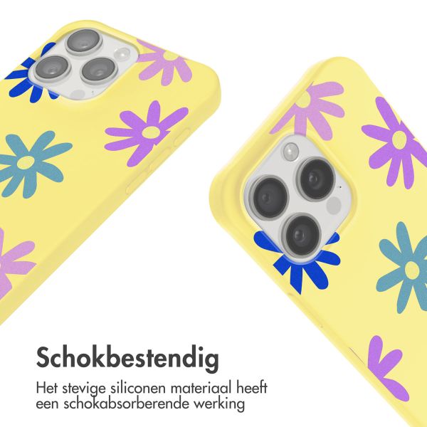 imoshion Siliconen design hoesje met koord iPhone 15 Pro - Yellow Flower Distance