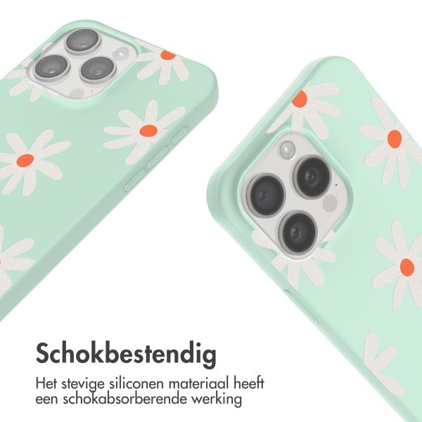 imoshion Siliconen design hoesje met koord iPhone 15 Pro - Green Flower Distance