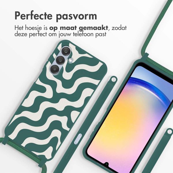 imoshion Siliconen design hoesje met koord Samsung Galaxy A25 (5G) - Petrol Green Groovy