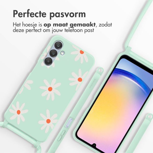 imoshion Siliconen design hoesje met koord Samsung Galaxy A25 (5G) - Green Flower Distance