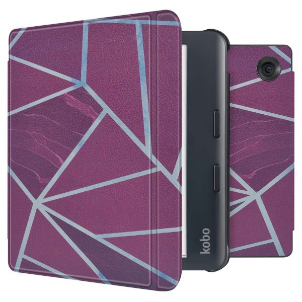 imoshion Design Slim Hard Case Sleepcover met stand Kobo Libra Colour - Bordeaux Graphic