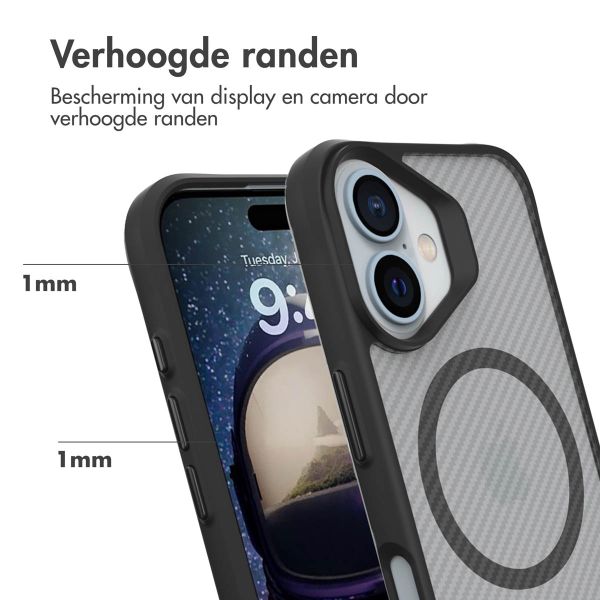 imoshion Rugged Hybrid Carbon Case met MagSafe iPhone 16 - Zwart