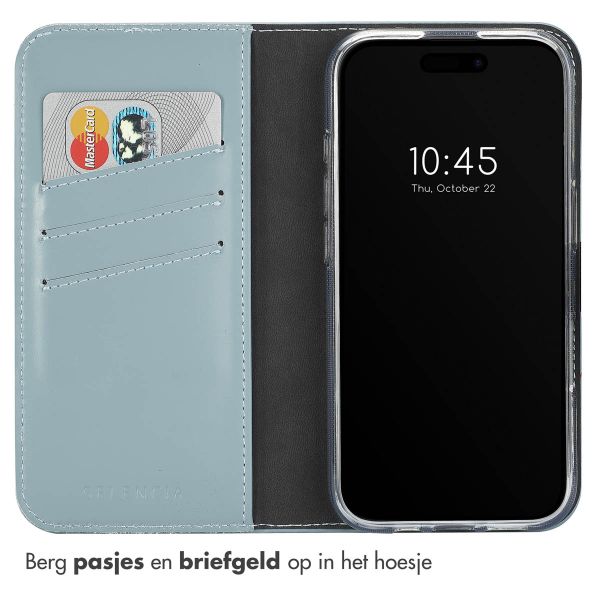 Selencia Echt Lederen Bookcase iPhone 16 Plus - Air Blue