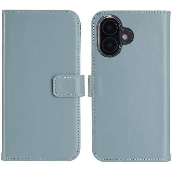 Selencia Echt Lederen Bookcase iPhone 16 Plus - Air Blue