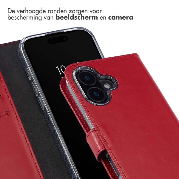 Selencia Echt Lederen Bookcase iPhone 16 Plus - Rood