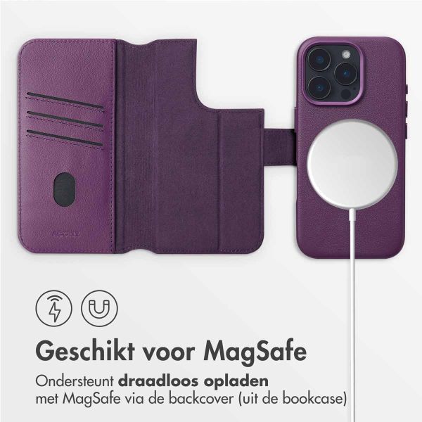 Accezz Leather Bookcase 2-in-1 met MagSafe iPhone 16 Pro - Heath Purple