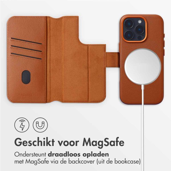 Accezz Leather Bookcase 2-in-1 met MagSafe iPhone 16 Pro - Sienna Brown