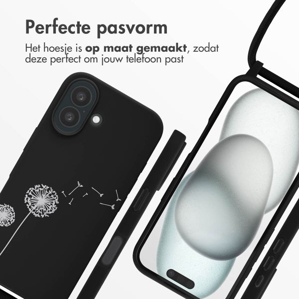 imoshion Siliconen design hoesje met koord iPhone 16 - Dandelion Black