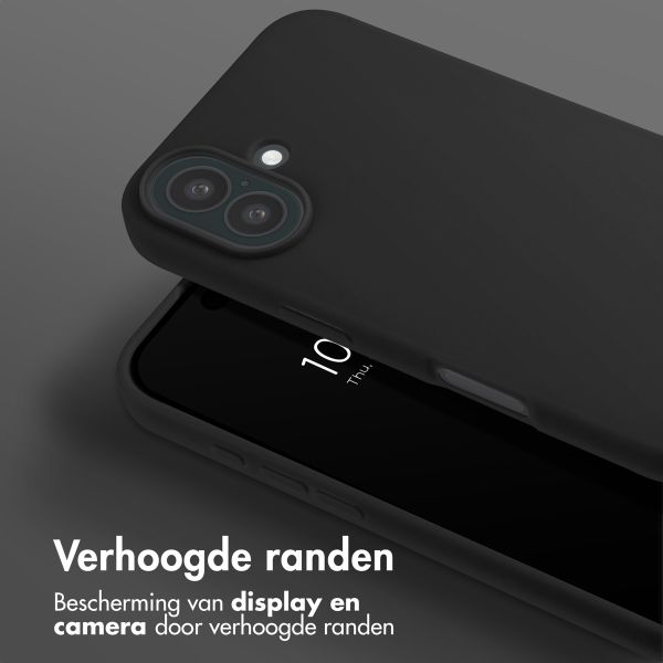 Selencia Siliconen hoesje met afneembaar koord iPhone 16 - Zwart