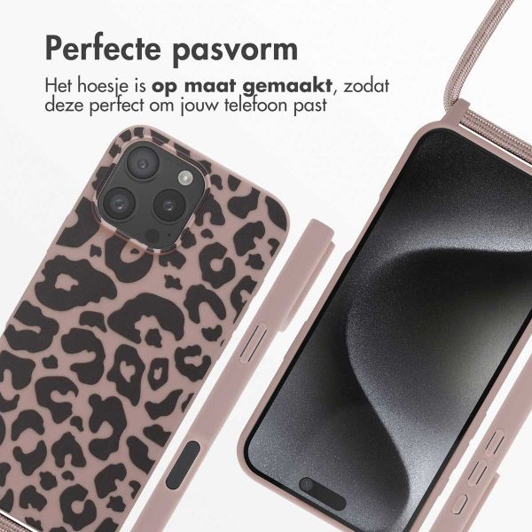 imoshion Siliconen design hoesje met koord iPhone 16 Pro Max - Animal Pink