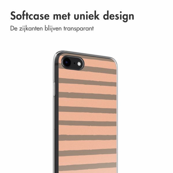 imoshion Design hoesje iPhone SE (2022 / 2020) / 8 / 7 - Striped Peach Reverse