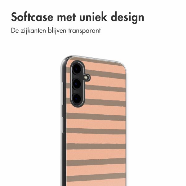 imoshion Design hoesje Samsung Galaxy A14 (5G/4G) - Striped Peach Reverse