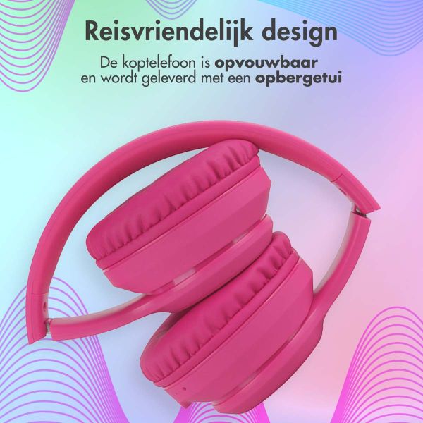 imoshion Kids LED Light Bluetooth Headphones - Kinder koptelefoon met decibelbegrenzer - Draadloze koptelefoon + AUX kabel - Hot Pink