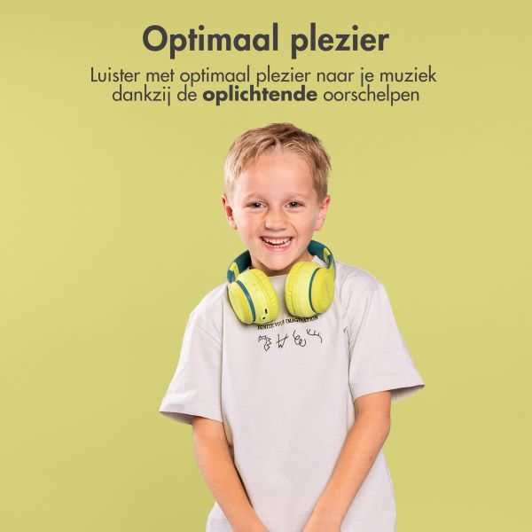 imoshion Kids LED Light Bluetooth Headphones - Kinder koptelefoon met decibelbegrenzer - Draadloze koptelefoon + AUX kabel - Petrol Green / Lime