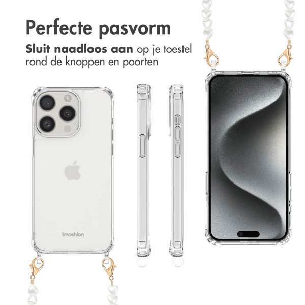 imoshion Backcover met koord + armband iPhone 15 Pro Max - Parels hartjes