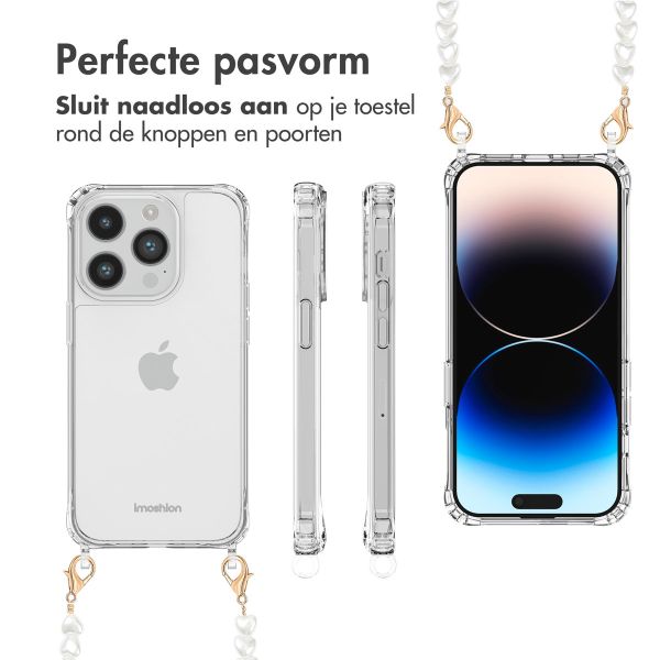 imoshion Backcover met koord + armband iPhone 14 Pro - Parels hartjes