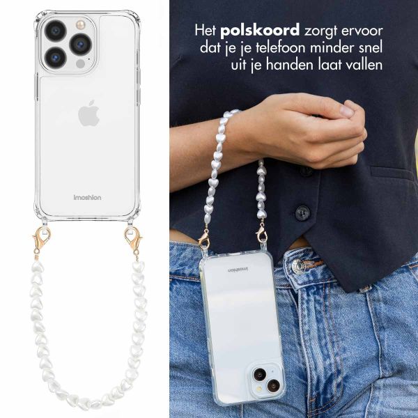 imoshion Backcover met koord + armband iPhone 13 Pro Max  - Parels hartjes