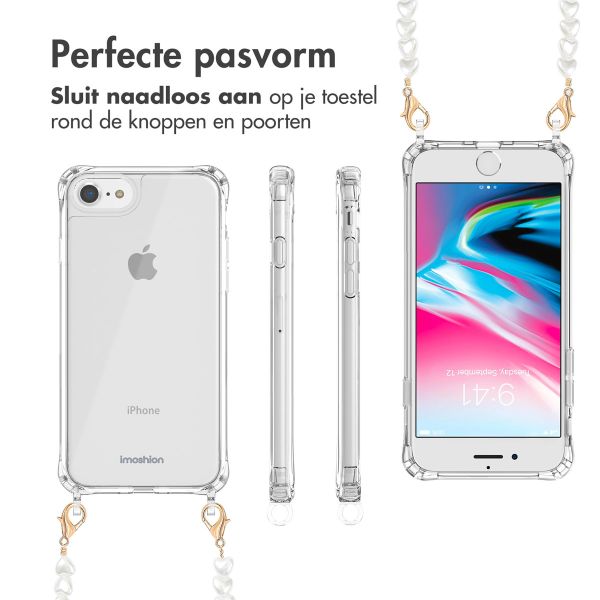 imoshion Backcover met koord + armband iPhone 8 / 7  / SE (2022 / 2022) - Parels hartjes