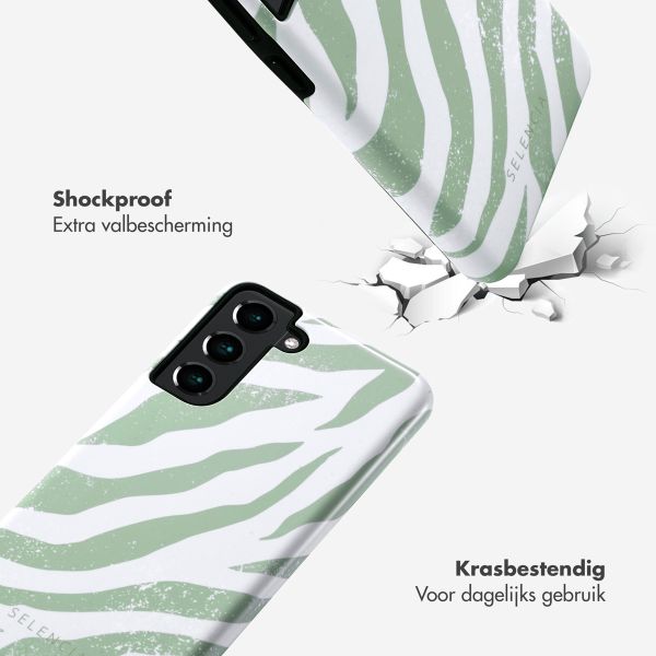 Selencia Vivid Backcover Samsung Galaxy S21 FE - Colorful Zebra Sage Green