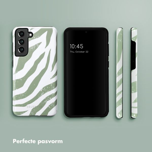 Selencia Vivid Backcover Samsung Galaxy S21 FE - Colorful Zebra Sage Green