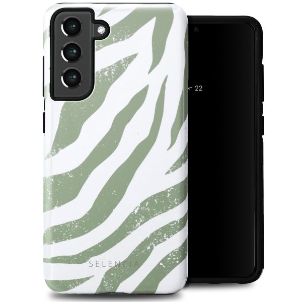 Selencia Vivid Backcover Samsung Galaxy S21 FE - Colorful Zebra Sage Green