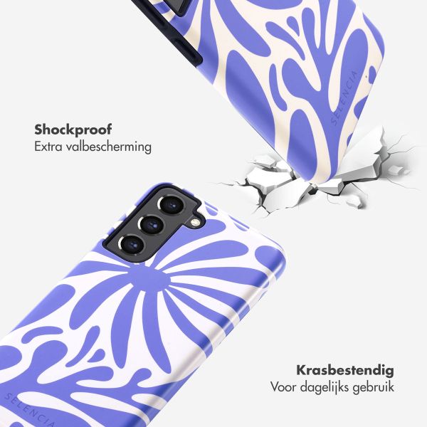 Selencia Vivid Backcover Samsung Galaxy S21 FE - Modern Bloom Sapphire Blue