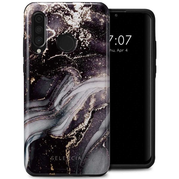 Selencia Vivid Backcover Huawei P30 Lite - Chic Marble Black