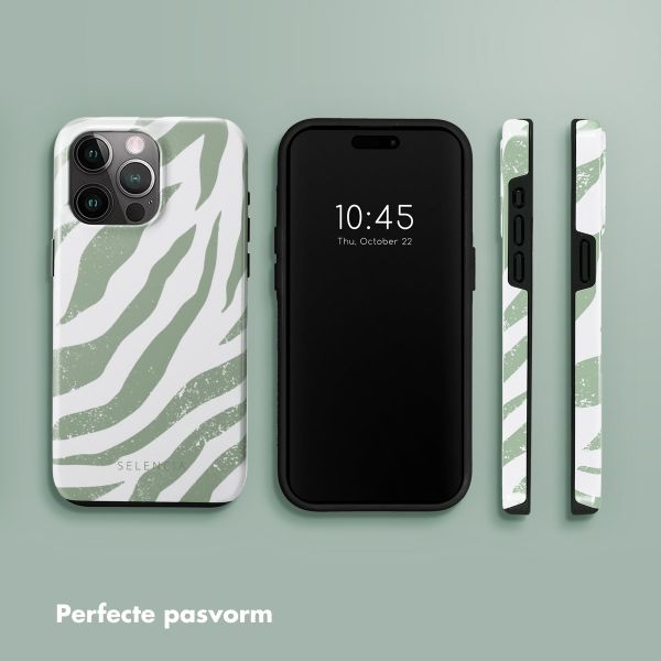 Selencia Vivid Backcover iPhone 15 Pro Max - Colorful Zebra Sage Green